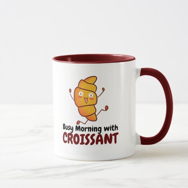 Caneca Manhã de Ocupação Personalizável com Croissant (Direita)