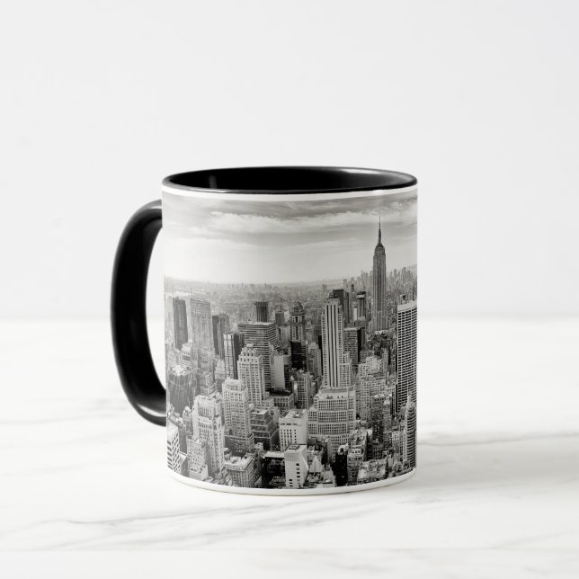 Caneca Manhattan, Nova Iorque (panorama preto e branco) (Frente Esquerda)