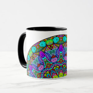 Caneca Manipular a pintura Mandala Relógio Face 4