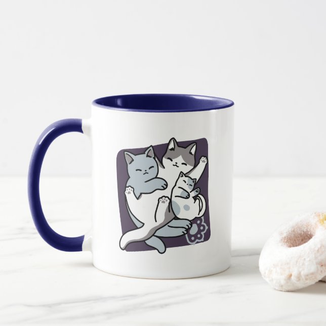 Caneca Manípulo De Rato - Gatos De Dormir Em Cute (Com Donut)