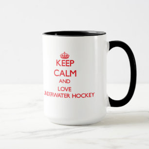 Caneca Mantenha a calma e ame o hóquei subaquático