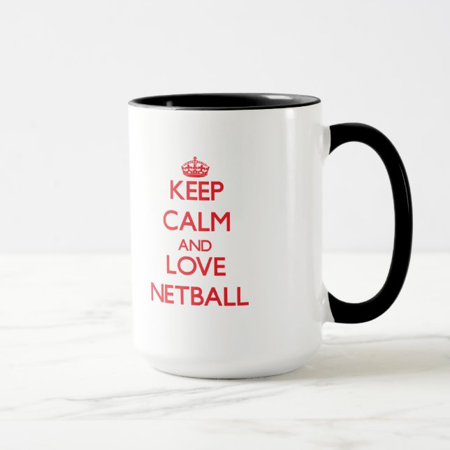 Caneca Mantenha a calma e ame o Netball (Direita)