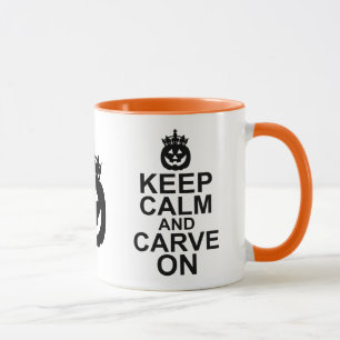 Caneca Mantenha a calma e cinzele-a na abóbora do Dia da