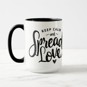Caneca Mantenha a calma e espalhe o amor pela tipografia 
