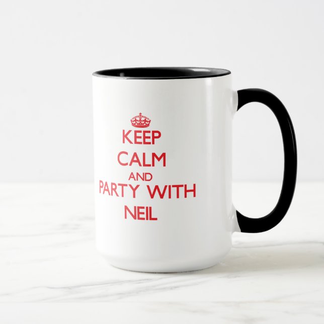 Caneca Mantenha a calma e o partido com Neil (Direita)