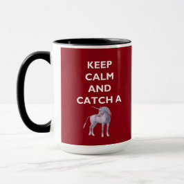 Caneca Mantenha a calma e pegue uma fonte branca Unicorn,