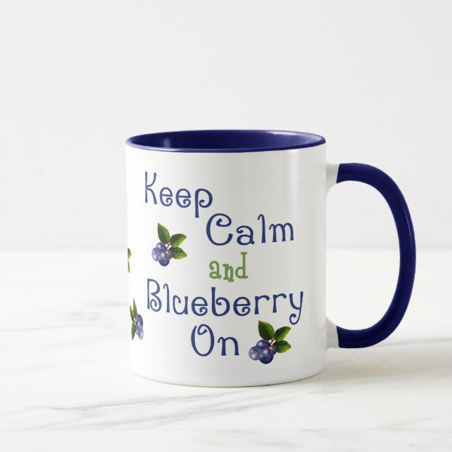 Caneca Mantenha Calma E Blueberry Na Mug (Direita)