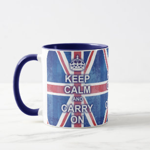 Caneca Mantenha calmo e continue Union Jack