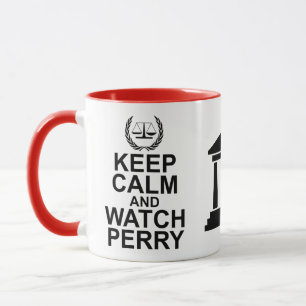 Caneca Mantenha humor legal calmo e do relógio de Perry