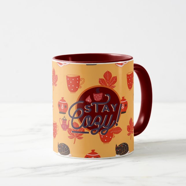Caneca Mantenha-Se Cozinado Esta Queda Com Este Gato De H (Frente Esquerda)