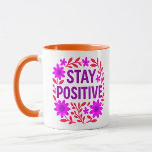 Caneca Manter Citação Motivacional Floral Positiva