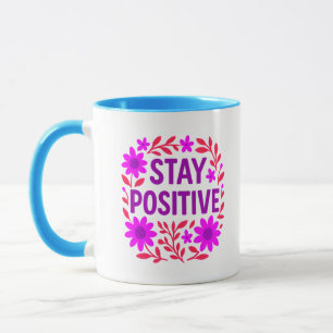Caneca Manter Citação Motivacional Floral Positiva