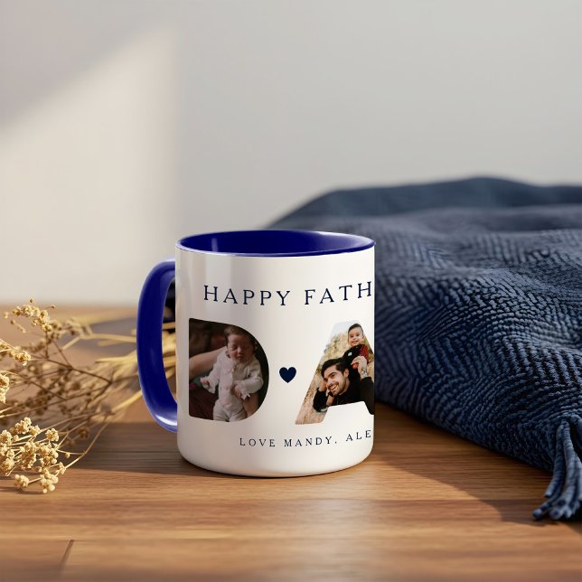 Caneca Manutenção Personalizada do Dia de os pais de Foto (DAD Photo Navy Father's Day Personalized Keepsake Mug)