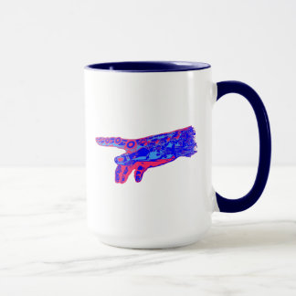 Caneca Mão de um Deus Cyborg (Vermelho e Azul)