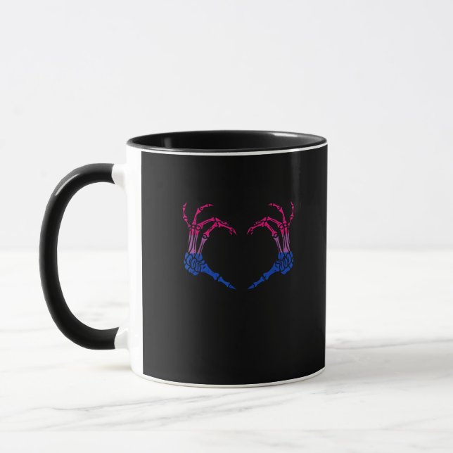 Caneca Mão do Skeleton Heart Bisexual Lgbt-Q Pride Skull (Esquerda)