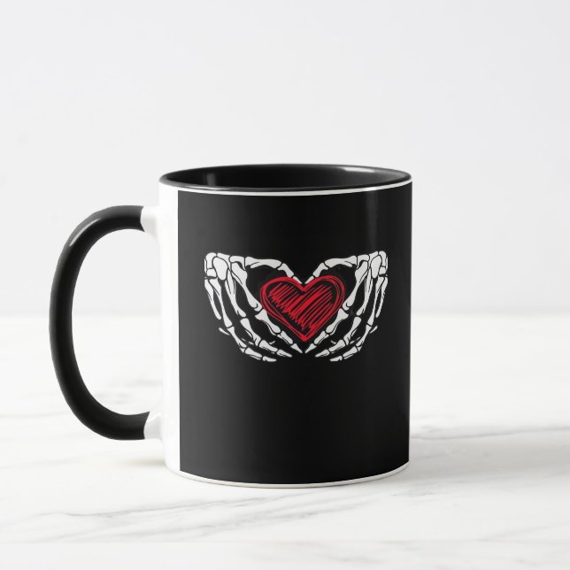 Caneca Mãos de Esqueleto com Cardíaco Clássico (Esquerda)