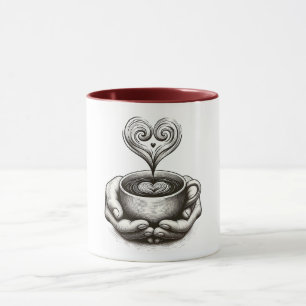 Caneca ☕ Mãos Loucas e ☕ Coração