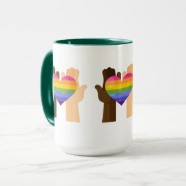 Caneca Mãos Segurando o Coração Arco-Íris