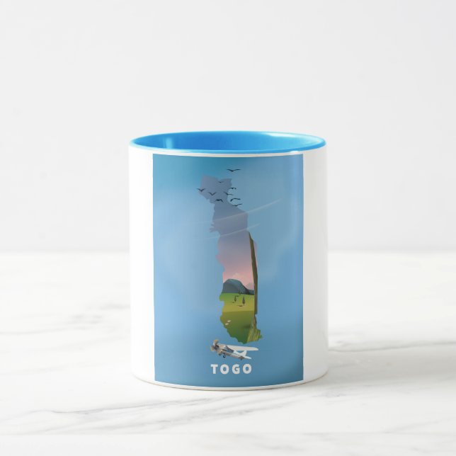 Caneca Mapa africano de Togo impressão de viagem (Centro)