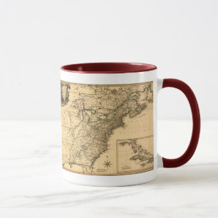 Caneca Mapa americano das colônias do vintage 1777 por