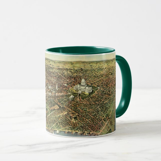 Caneca Mapa antigo com uma Visão Panorâmica de Washington (Frente Esquerda)