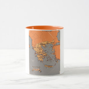Caneca Mapa Antigo de Condados da Grécia