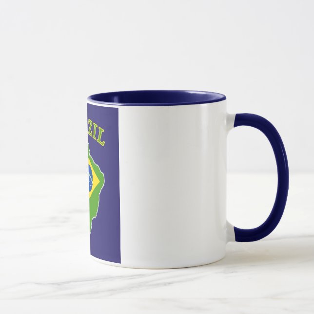 Caneca Mapa/bandeira de BRASIL no fundo do marinho (Direita)