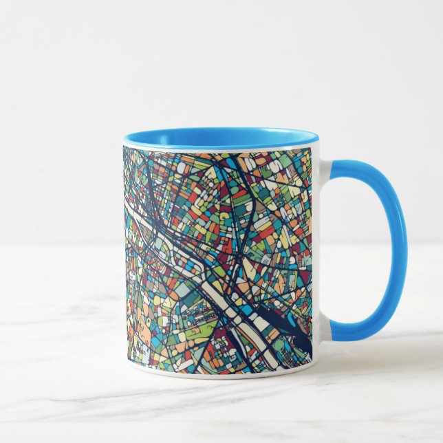 Caneca Mapa colorido de Paris France | (Direita)