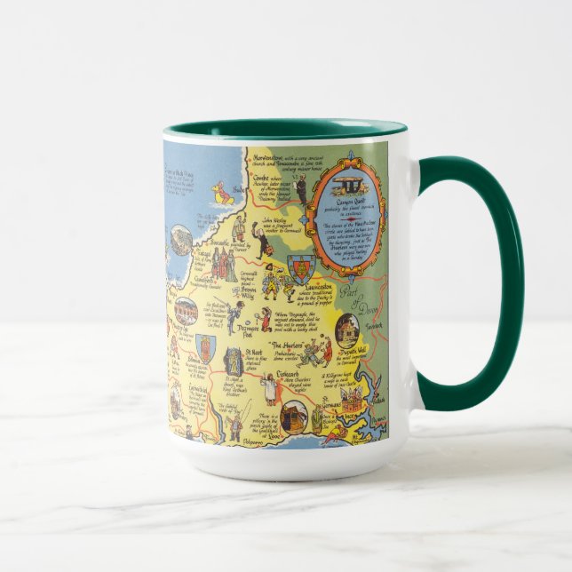 Caneca Mapa da Cornualha, Inglaterra (Direita)