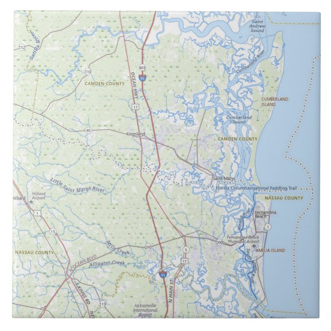 Caneca Mapa da Costa da Ilha Cumberland Geórgia (Frente)