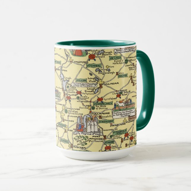 Caneca Mapa da Irlanda Histórica (Frente Esquerda)