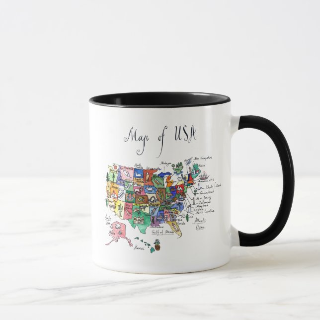Caneca Mapa das atrações dos Estados Unidos da América (Direita)