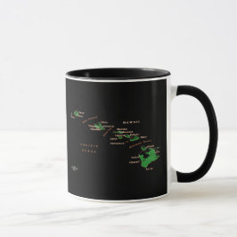 Caneca mapa das ilhas havaianas