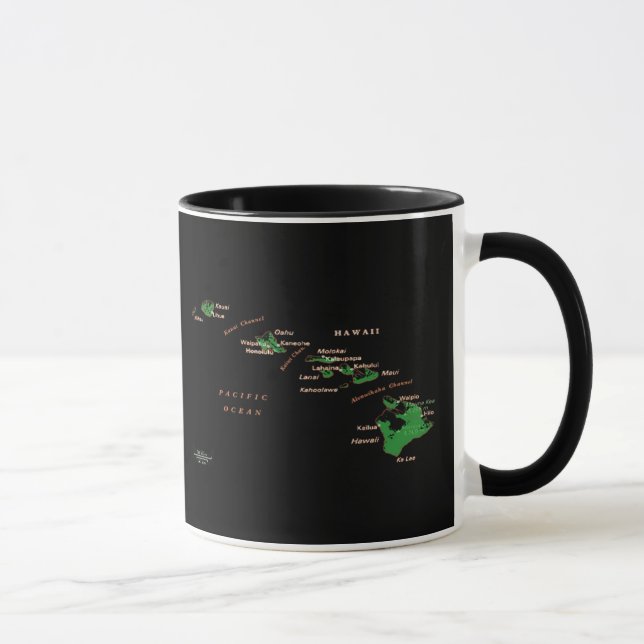 Caneca mapa das ilhas havaianas (Direita)