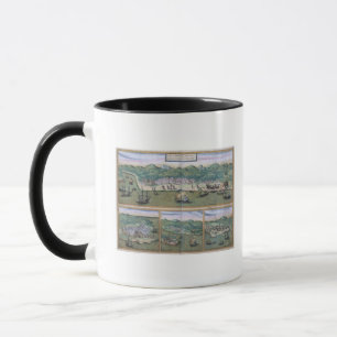 Caneca Mapa de Calicut, de "Civitates Orbis Terrarum"