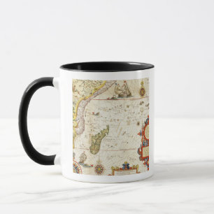 Caneca Mapa de East Africa e de Madagascar, 1596 (colo da