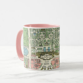 Caneca Mapa de ilustração de Vintage French Versailles