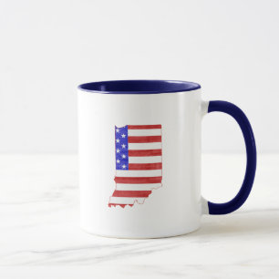 Caneca Mapa de Indiana Moldou Patriota Americano de Bande