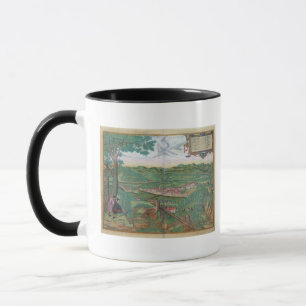 Caneca Mapa de Linz, de "Civitates Orbis Terrarum" pelo