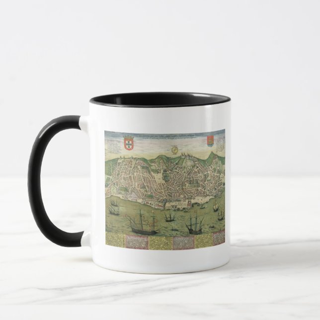 Caneca Mapa de Lisboa, de "Civitates Orbis Terrarum" (Esquerda)
