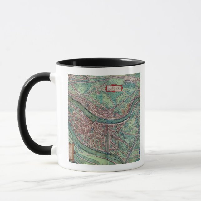 Caneca Mapa de Lyon, de "Civitates Orbis Terrarum" pelo (Esquerda)