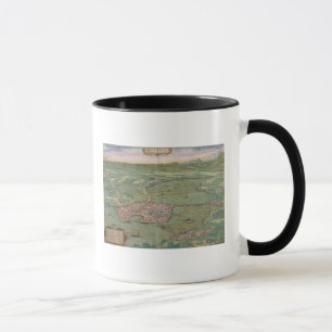 Caneca Mapa de Mantua, de "Civitates Orbis Terrarum"