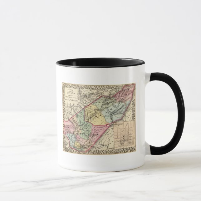 Caneca Mapa de Pocohontas, condados Greenbrier (Direita)