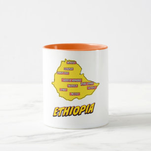 Caneca Mapa de pop Art Ilustrado da Etiópia