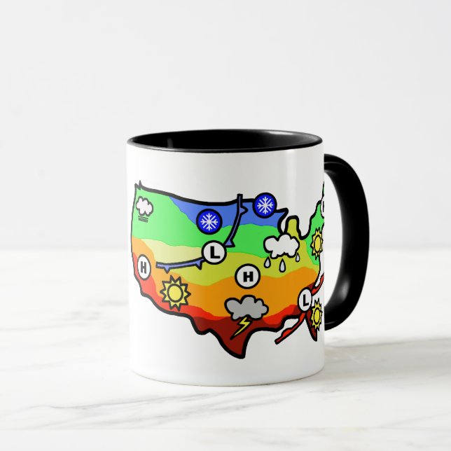 Caneca Mapa de Previsão dos EUA e Mug de Nome (Frente Esquerda)
