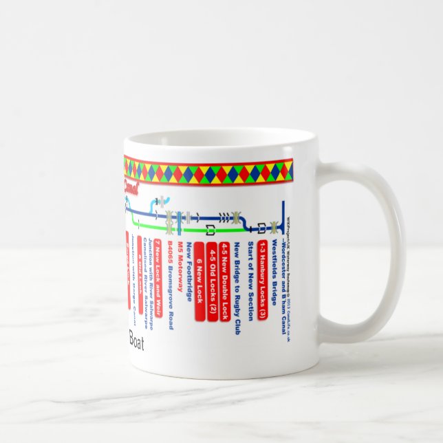 Caneca Mapa de rota do canal de Droitwich (Direita)