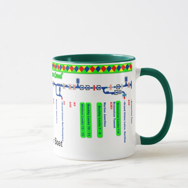 Caneca Mapa de rota grande do canal da união (1 de 4) (Direita)