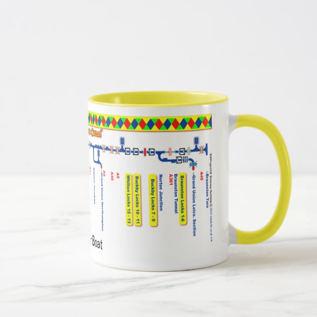 Caneca Mapa de rota grande do canal da união (1 de 4) (Direita)