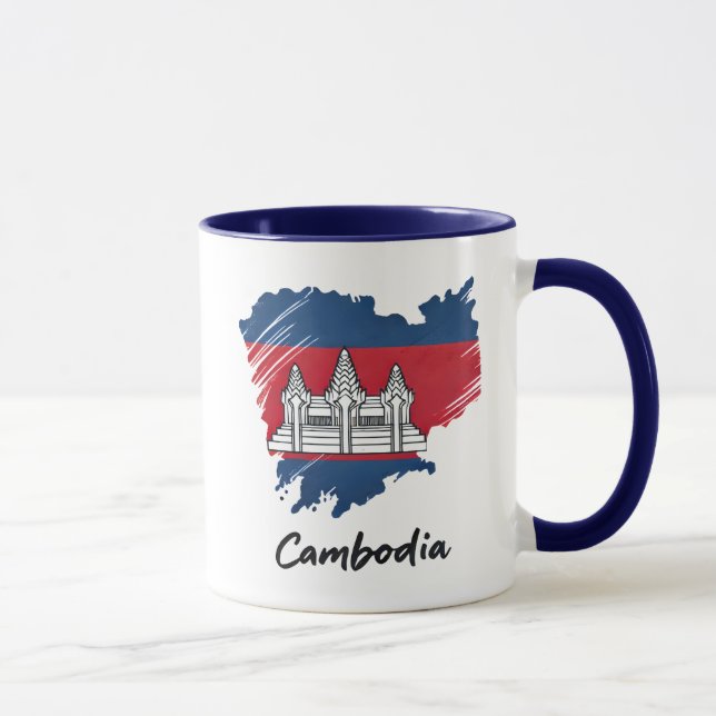 Caneca Mapa de Sinalizador do Camboja (Direita)
