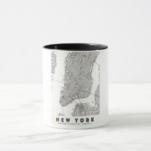 Caneca Mapa de Viagem Antigo da Cidade de Nova York